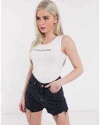 Calvin Klein Bodysuit con logo istituzionale - Bianco