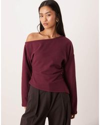 ASOS - Superzachte Top Met Blote Schouder, Korsettaille En Lange Mouwen - Lyst