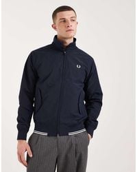 Fred Perry - Crinkle Tipped Hem Logo Harrington Jacket - Lyst