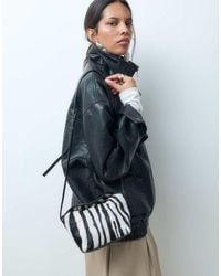 ASOS - Hair On Leather Mini Flap Top Crossbody Bag - Lyst
