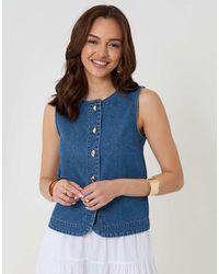 Threadbare - Denim Button Up Top - Lyst
