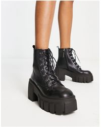 Steve Madden - Bewilder - bottines chunky à talon en cuir avec lacets - Lyst