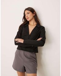 Miss Selfridge - Camisa Negra Entallada De Popelina De - Lyst