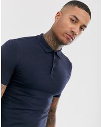 ASOS Aansluitende Jersey Polo In Marineblauw
