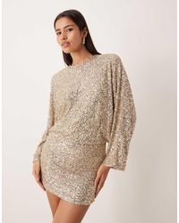 Gina Tricot - Long Sleeve Sequin Low Back Mini Dress - Lyst