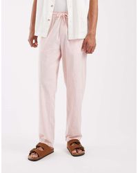 Blend - Cotton-linen Drawstring Waist Regular Fit Trousers - Lyst