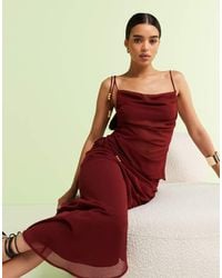 ASOS - Chiffon Tie Shoulder Asymmetric Vest Co-ord - Lyst