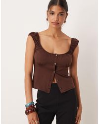 ASOS - Milkmaid Short Sleeve Button Through Top - Lyst