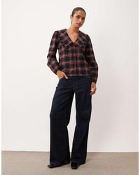 Nobody's Child - Emmie Cotton Oversized Frill Trim Collar Button Front Blouse - Lyst