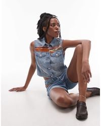 Levi's - Veste sans manches en jean d'ensemble style western avec broderie désert - clair - Lyst