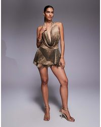 I.AM.GIA - Rosanna Georgette Chiffon Plunge Cowl Halterneck Low Back Mini Dress - Lyst