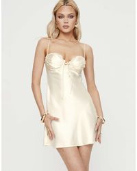 Princess Polly - Monument Satin Tie Bust Lace Trim Detail Low Cowl Back Mini Dress - Lyst
