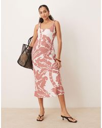 ASOS - Linen Blend Twisted Straps Bias Cut Midi Dress - Lyst