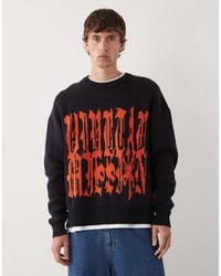Weekday - Oversized Jumper With Red Graphic Jaqcuard - Lyst