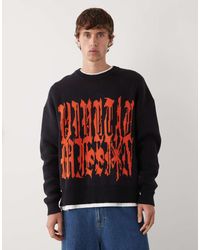 Weekday - Oversized Trui Met Rood Grafische Jacquard - Lyst