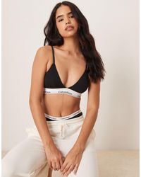 Calvin Klein - Modern Cotton Lightly Lined Triangle Logo Tape Bralette - Lyst