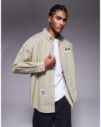 Aape By A Bathing Ape - Oversized Gestreept Overhemd Met Lange Mouwen En Borduursel Op De Achterkant - Lyst