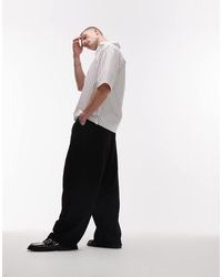 TOPMAN - Pantalones Negros Holgados De Estilo Casual De Mezcla De Lino De - Lyst