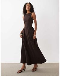 ASOS - Boat Neck Waist Detail Midi Dress - Lyst