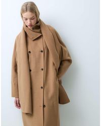 Mango - Wool Mix Scarf Detail Long Tailored Coat - Lyst