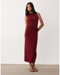 ASOS - Slash Neck Sleeveless Midi Dress With Twist Detail - Lyst