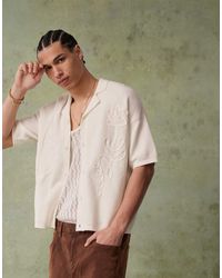ASOS - Relaxed Knitted Button Through Polo With Floral Embroidery - Lyst