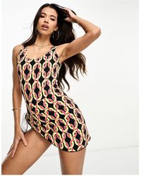 Threadbare - Scoop Neck Swimsuit With Low Back And Skirt Co Ord Set - Lyst