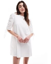 ASOS - Ruched Tie Sleeve T-Shirt Mini Dress - Lyst