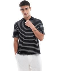 ASOS - Polo décontracté coupe carrée à rayures texturées - et blanc - Lyst