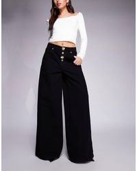 River Island - Stitch Detail Button Front Palazzo Jean - Lyst