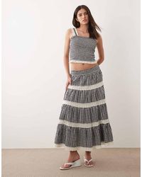 Nobody's Child - Leonor Cotton Lace Trim Tiered Maxi Skirt - Lyst
