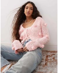 Miss Selfridge - Cárdigan Corto Con Diseño Floral Tridimensional De - Lyst