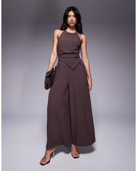 ASOS - Halter Asym Overlay Detail Jumpsuit - Lyst
