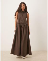 ASOS - Poplin Sleeveless Shirt Maxi Dress With Dropped Waist - Lyst