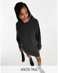 ASOS - Asos Design Tall Knitted Sweater Mini Dress With Crew Neck - Lyst