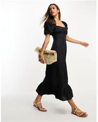 & Other Stories - Linen Puff Sleeve Midaxi Dress With Split - Lyst