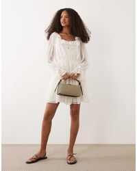 Miss Selfridge - Chiffon And Lace Milkmaid Dress - Lyst