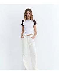 Pull&Bear - Petite Straight Wide-leg Jeans - Lyst