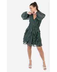 ANAYA - Faux Wrap Long Sleeve Ruffle Mini Dress - Lyst