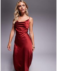 New Look - Satin Cowl Neck Midi Dress - Lyst