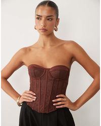 ASOS - Lace Mix Detailing Corset Top With Boning - Lyst