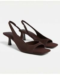 Stradivarius - Leather Heeled Sandals - Lyst