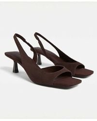 Stradivarius - Leather Heeled Sandals - Lyst