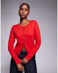 River Island - Cropped Cardigan With Heart Buttons - Lyst