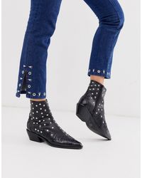 asos design realm leather mid ankle boots