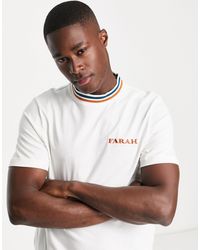 Farah - Hanley Stripe Collar Cotton T-shirt - Lyst