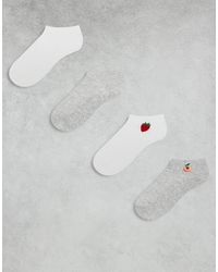 Lindex - 4 Pack Rib Fruit Detail Socks - Lyst