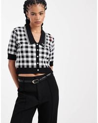 Fred Perry - Camisa A Cuadros Vichy Negros Y Blancos Con Logo De Punto De X Amy Winehouse - Lyst