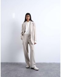 TOPSHOP - Pantaloni Dritti Minimal Color Pietra A Vita Medio Alta - Lyst