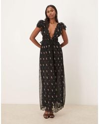 For Love & Lemons - – poppy – plissiertes maxikleid aus spitze - Lyst